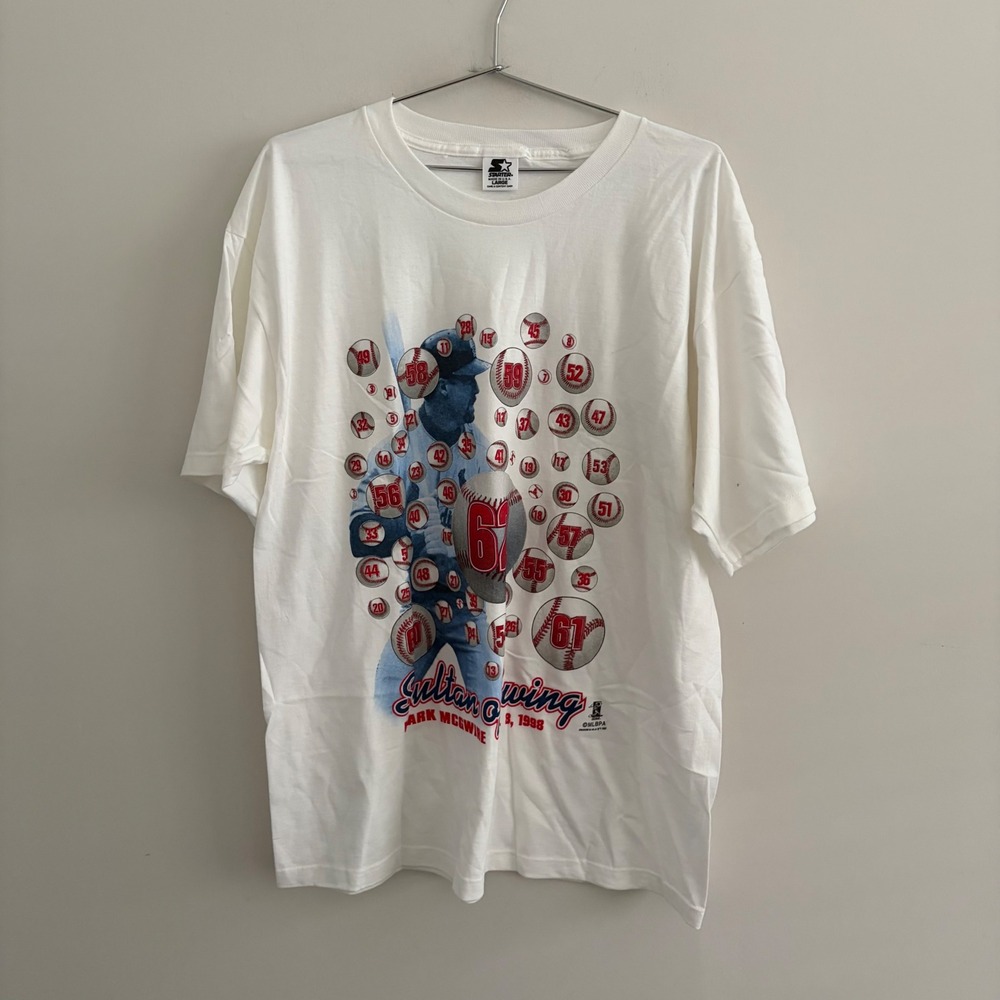 Vintage Starter Mark McGwire Cardinals Sultan of Swing 1998 T Shirt Large